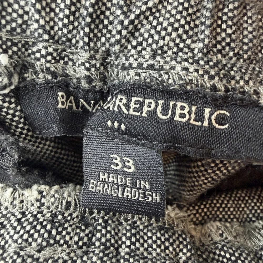 Banana Republic‎ Jogger Pants Mens 33x30Gray Tweed Elastic Waist Cuffed Casual